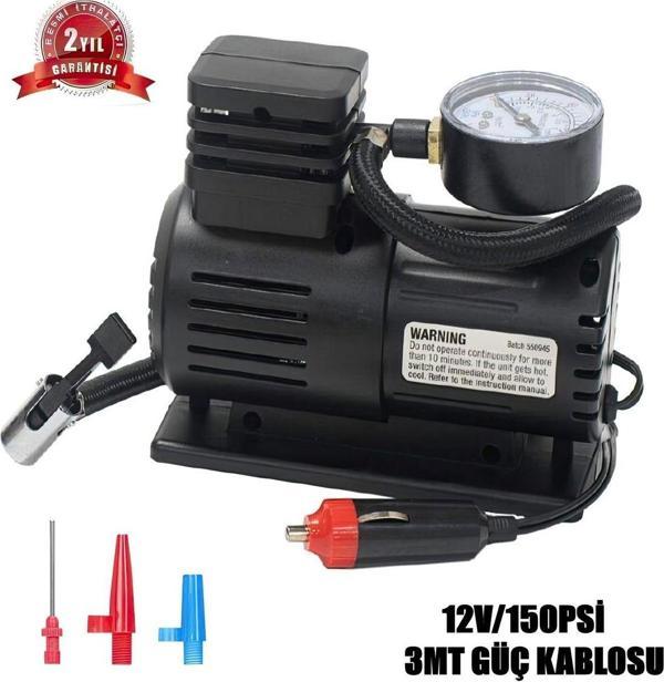Tmax 12V/120W/150Psi Güçlü Mi̇Ni̇ Hava Kompresörü( Futbol Topu/Bi̇Si̇Klet Aparatlari Mevcut) - Image 1