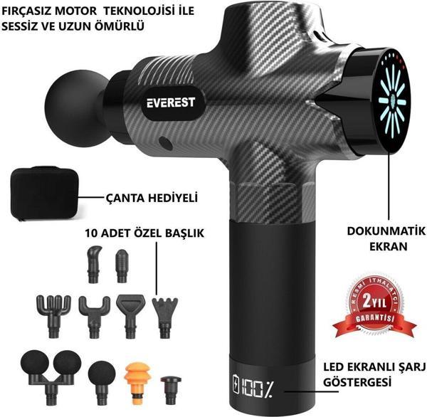 Tmax Ev-Mt52 Masaj Tabancası 24V / 2500 Mah Fırçasız Motor 3960 Rpm Hız 10 Başlıklı (Yeni̇ Model) - Image 1