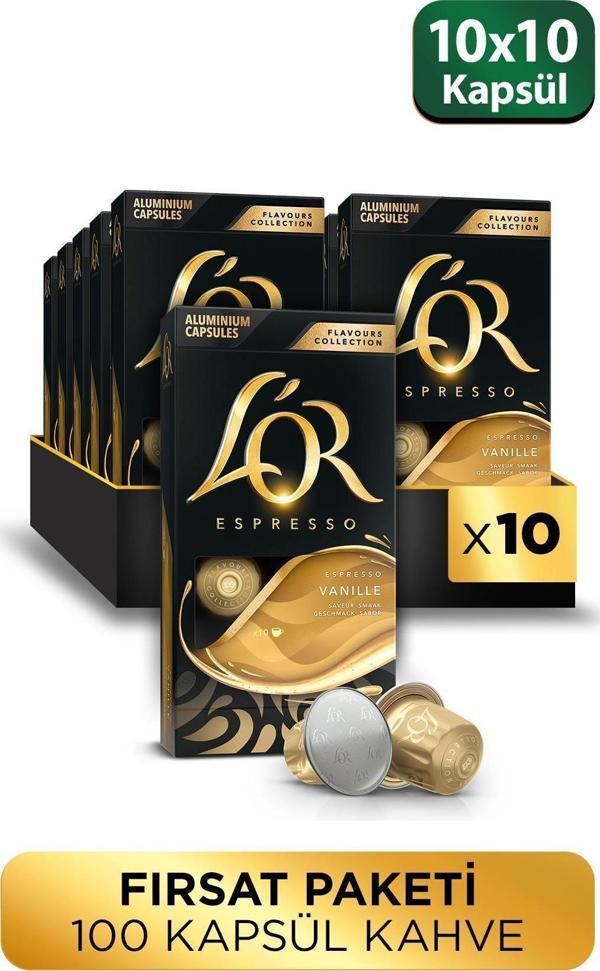 L'OR Vanilya Aromalı Nespresso Uyumlu Alüminyum Kapsül Kahve 10'lu x 10 - Image 1