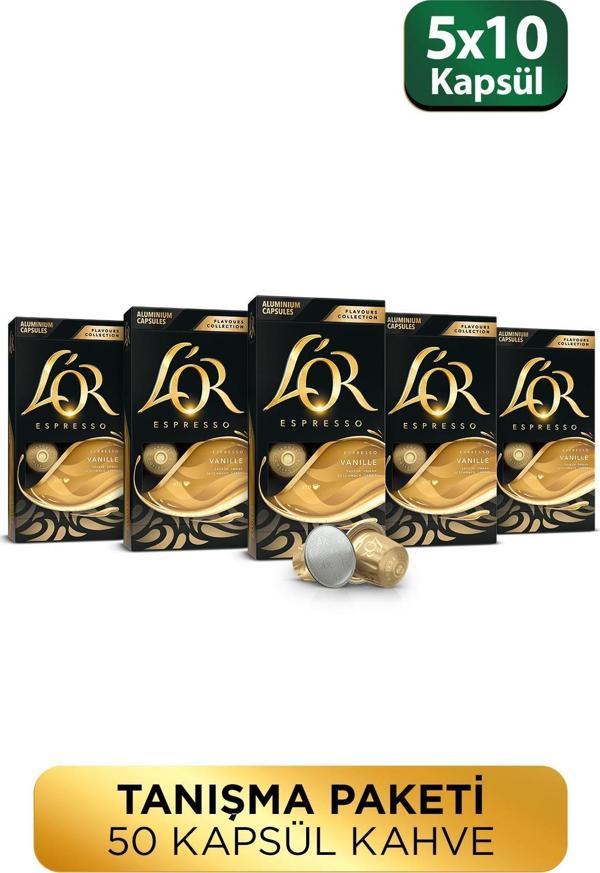 L'OR Vanilya Aromalı Nespresso Uyumlu Alüminyum Kapsül Kahve 10'lu x 5 - Image 1