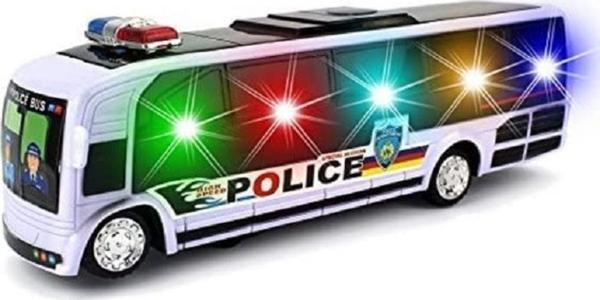 Oyuncak Pilli Polis Otobüsü 26CM 3d Işıklı Ve Siren Sesli Çarp Dön Özellikli - Image 1