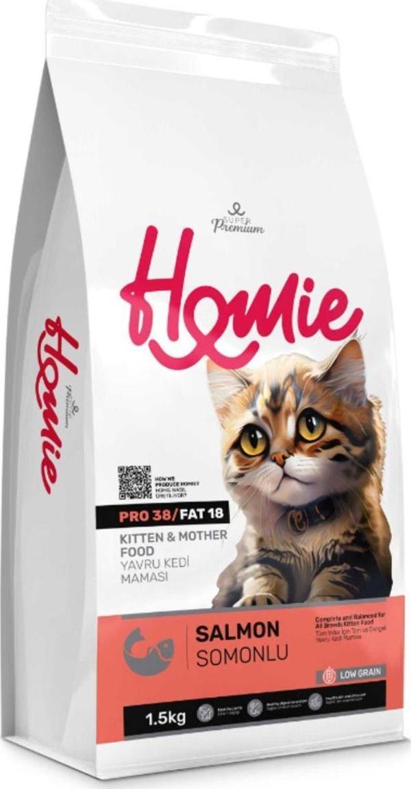 Homie Düşük Tahıllı Somonlu Yavru Ve Anne Kedi Maması 1,5 Kg - Image 1