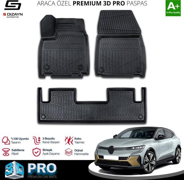 S-Dizayn Renault Megane E-Tech 3D Pro Havuzlu Paspas 2022 Üzeri A+ Kalite - Image 1