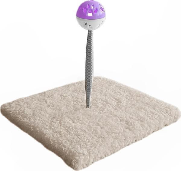 Yaylı Toplu Hacıyatmaz Kedi Aktivite Oyuncağı 16-20 cm Krem Rengi - Image 1