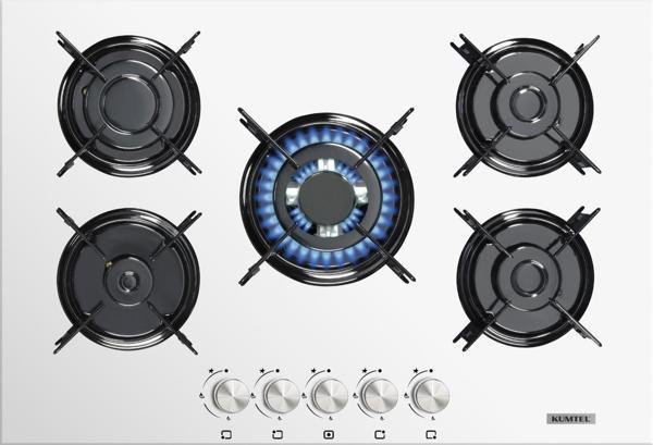 Kumtel 5'li Beyaz Cam Ankastre Ocak - Image 1