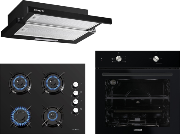 KUMTEL Siyah Aspiratörlü Home Ankastre Set - Image 1