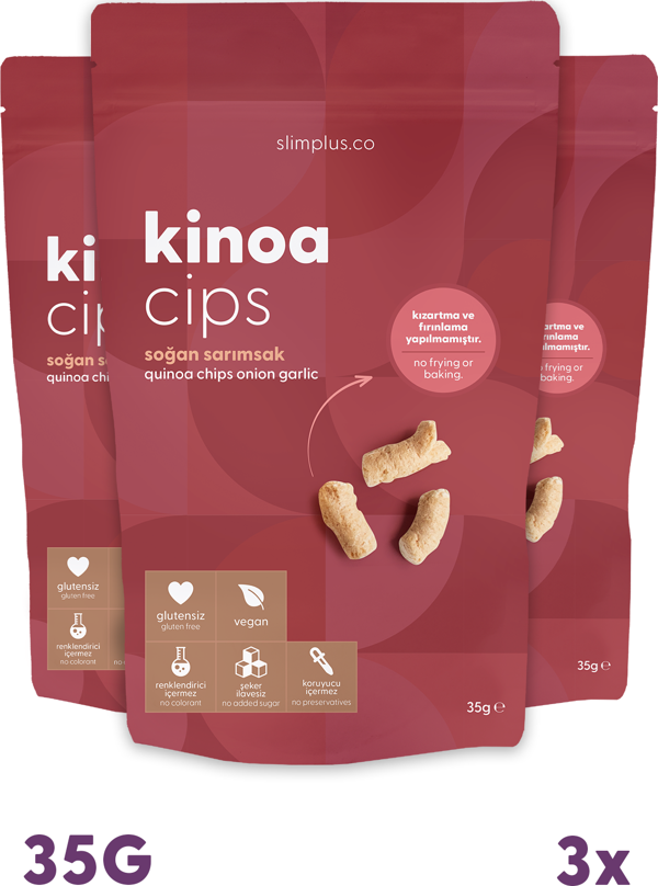 3 Paket 35G Glutensiz Vegan Yağsız Soğan Sarımsak Kinoa Cipsi - Image 1