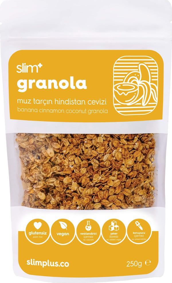 3 Paket Muz Tarçın Hindistan Cevizi Glutensiz İlave Şekersiz Vegan Granola 250gr - Image 1