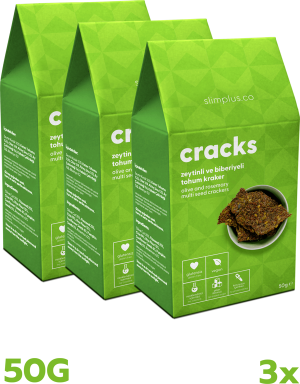 3 Paket Zeytin Biberiyeli Glutensiz Vegan Tohum Kraker Cracks 50 gr - Image 1