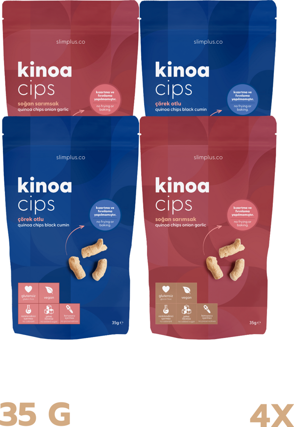 4 Paket 35G Glutensiz Vegan Yağsız Kinoa Cips Mix Paket - Image 1