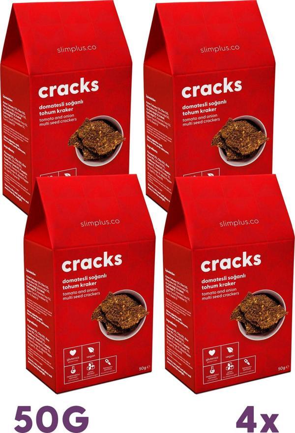 4 Paket Domates Soğanlı Glutensiz Vegan Tohum Kraker Cracks 50 gr - Image 1
