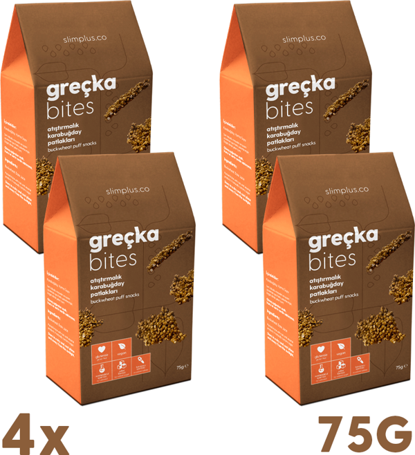 4 Paket Glutensiz Vegan Greçka Bites Atıştırmalık Kakaolu Karabuğday Lokmaları 75G - Image 1