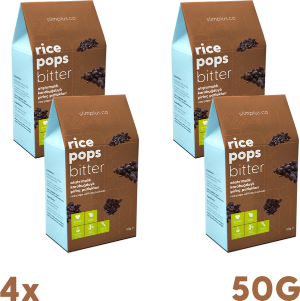 4 Paket Glutensiz Vegan Rice Pops Bitter Kakaolu Karabuğdaylı Pirinç Patlakları 50G - Image 1