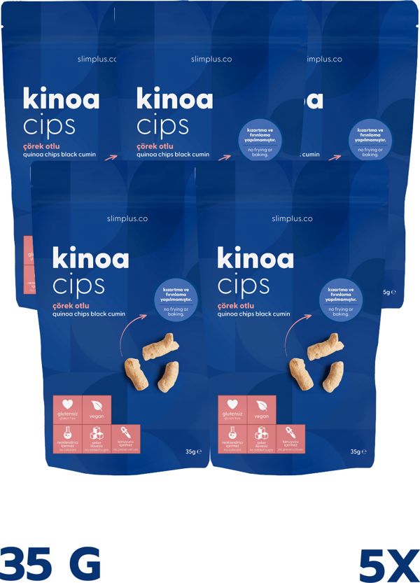 5 Paket 35G Glutensiz Vegan Yağsız Çörekotlu Kinoa Cips - Image 1