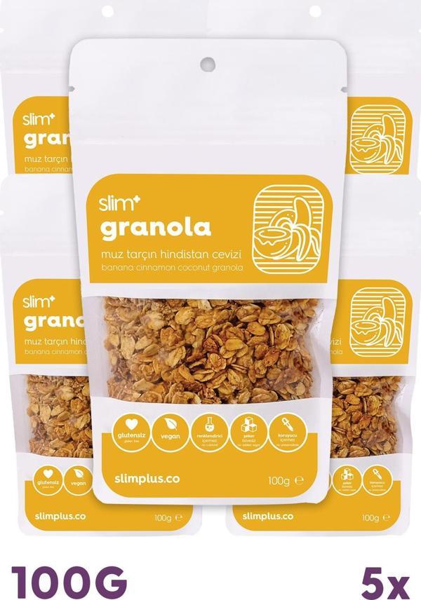 5 Paket Muz Tarçın Hindistan Cevizi Glutensiz İlave Şekersiz Vegan Granola 100gr - Image 1