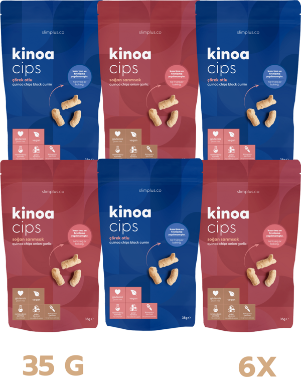 6 Paket 35G Glutensiz Vegan Yağsız Kinoa Cips Mix Paket - Image 1