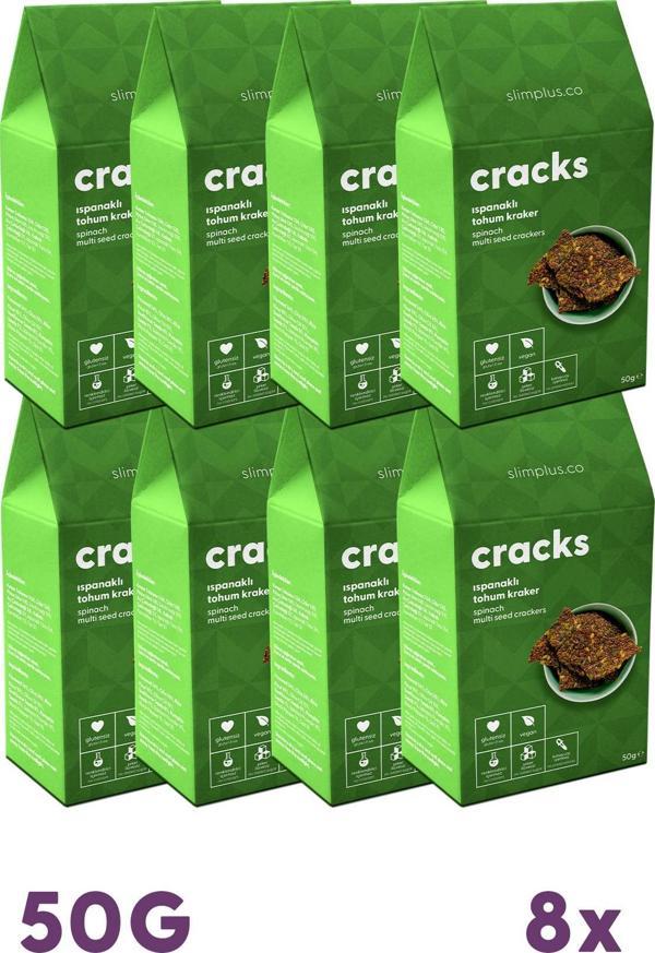 8 Paket Ispanaklı Glutensiz Vegan Tohum Kraker Cracks 50 gr - Image 1