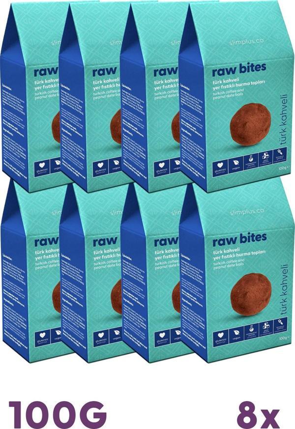 8 Paket Türk Kahveli Glutensiz Vegan Yerfıstıklı Hurma Topları Raw Bites 100G - Image 1