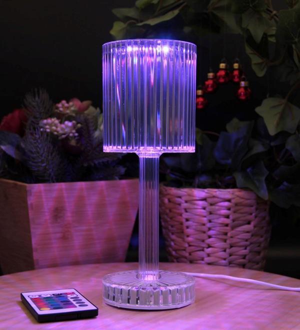 Şarjlı ve Uzaktan Kumandalı RGB Kristal Masa Lambası Abajur - Image 1