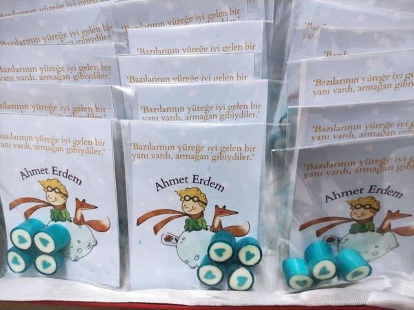 Şekerci Yaşar Baby Shower - Mevlit - Sünnet - Doğum Günü Mavi Kalp Bebek Şekeri 50 Adet - Image 1