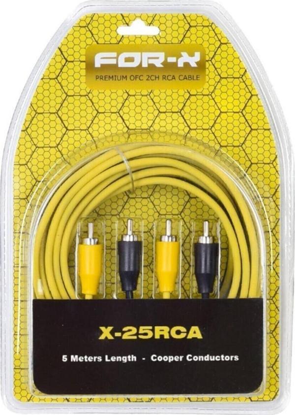 For-X Full Bakır Profesyonel 5 Mt 2Rca 2Rca Oto Amfi Sinyal Kablosu - Image 1