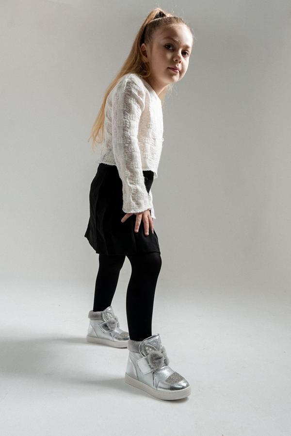 mnpc Kız Çocuk Gümüş Suni Deri Anatomik Taşlı Günlük Bot - Image 1