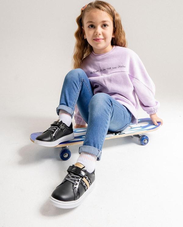 mnpc Kız Çocuk Siyah Hakiki Deri Anatomik Günlük Ayakkabı - Image 1