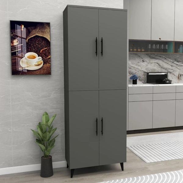 Reyo Home Enda 6 Raflı 4 Kapaklı Çok Amaçlı Dolap Antrasit - Image 1
