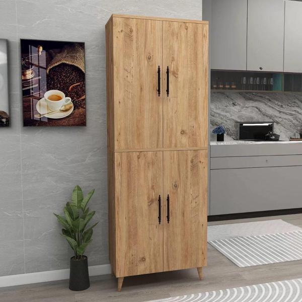 Reyo Home Enda 6 Raflı 4 Kapaklı Çok Amaçlı Dolap Atlantik Çam - Image 1