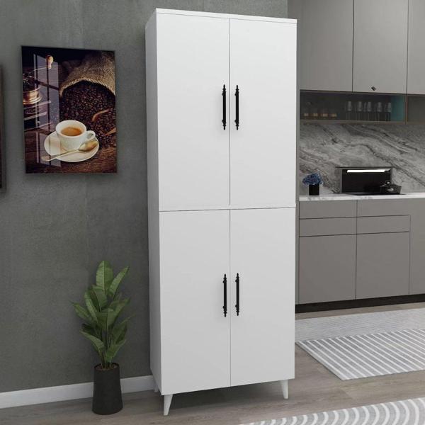 Reyo Home Enda 6 Raflı 4 Kapaklı Çok Amaçlı Dolap Beyaz - Image 1