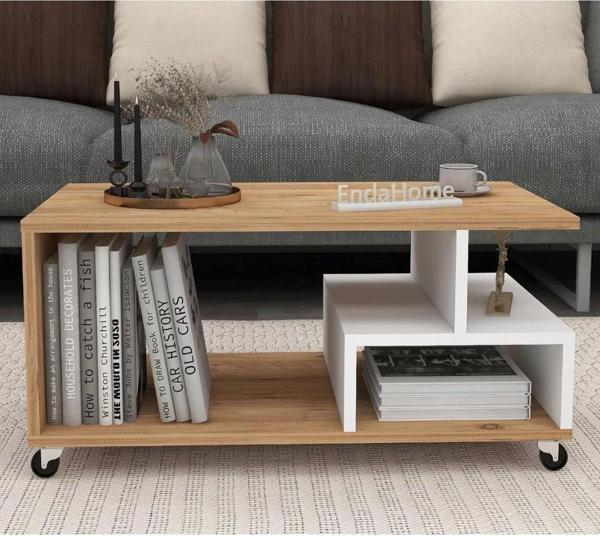 Reyo Home Enda Sultan Tekerlekli Orta Sehpa 86,5x50 cm Atlantik Çam - Image 1