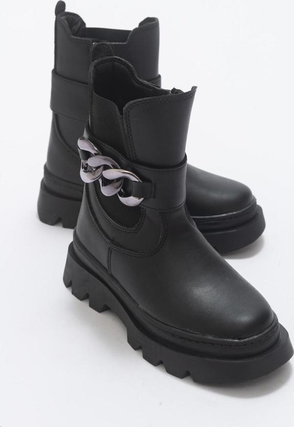 mnpc Kız Çocuk Siyah Suni Deri Anatomik Günlük Bot - Image 1