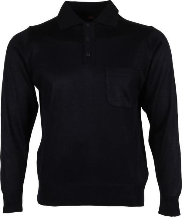 Erkek Lacivert Kazak Polo Yaka Yünlü Klasik Normal Kesim RAR00647 - Image 1