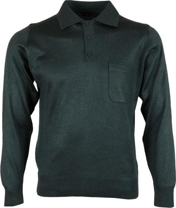 Erkek Yeşil Kazak Polo Yaka Yünlü Klasik Normal Kesim RAR00651 - Image 1