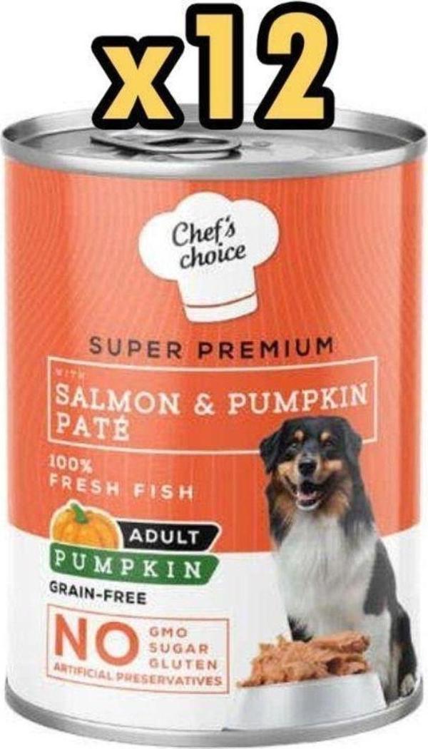 Chefs Choice New Pumpkin Pate Somon Balkabak Ve Sebzeli Köpek Yaş Maması 400 Gr X 12 Adet - Image 1