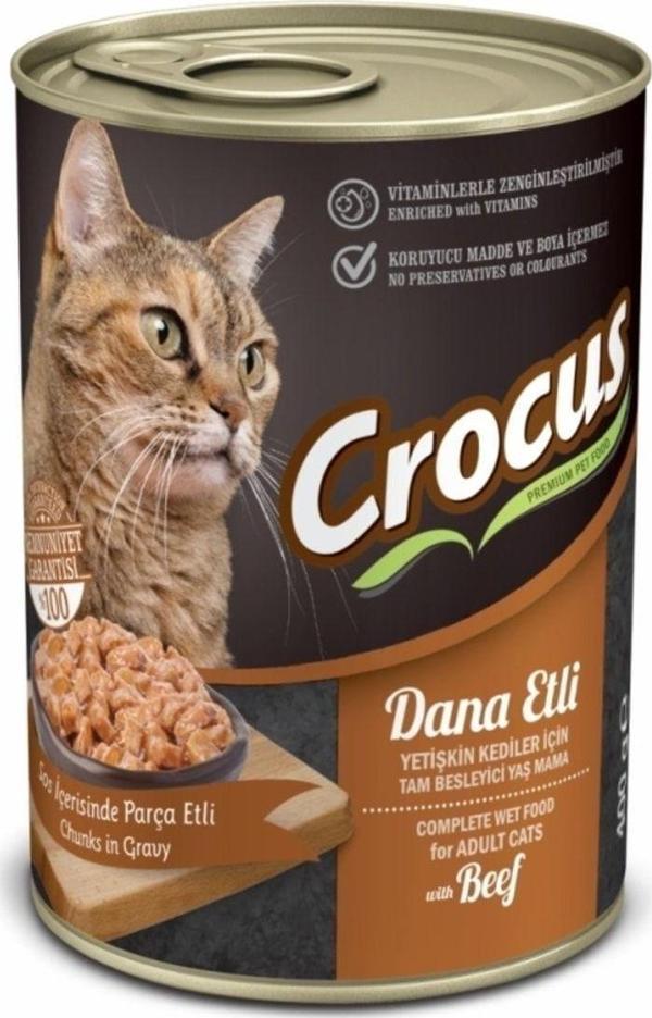 Crocus 12 Adet Crocüs Dana Etli Yetişkin Kedi Yaş Mama Konserve 400 Gr - Image 1