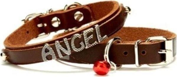 Doggie Isimlikli Deri Kedi Tasması 1,2X25-29Cm Kahverengi - Image 1
