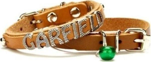 Doggie Isimlikli Deri Kedi Tasması 1X21-25Cm Camel - Image 1