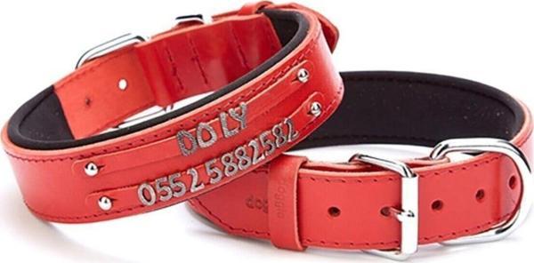 Doggie Yumuşak Dokulu Çift Isimlikli Köpek Boyun Tasması Kırmızı Sbt-4015 M - Image 1