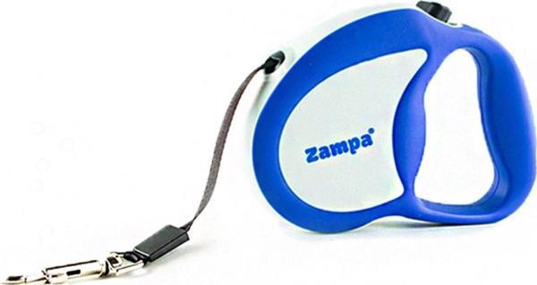 Zampa Galera Şerit Otomatik Köpek Gezdirme Tasması Medium White Blue 5 Metre - Image 1