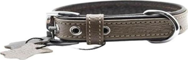 Zampa Yumuşak Dokulu Gerçek Deri Flatiron Köpek Boyun Tasması Toprak Kahverengi 3X54 Cm - Image 1