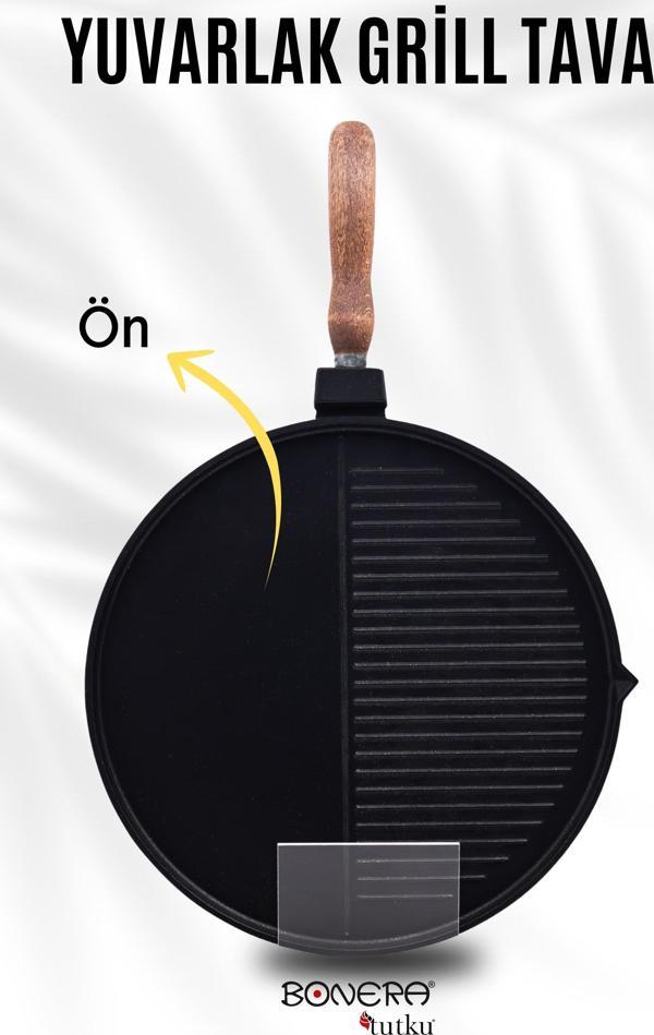 Bonera Çok Amaçlı 32cm Döküm Grill Tava - Image 1