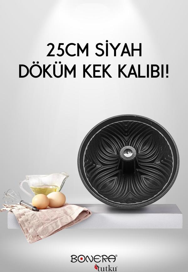 Bonera Desenli 25cm Döküm Siyah Kek Kalıbı  - Image 1