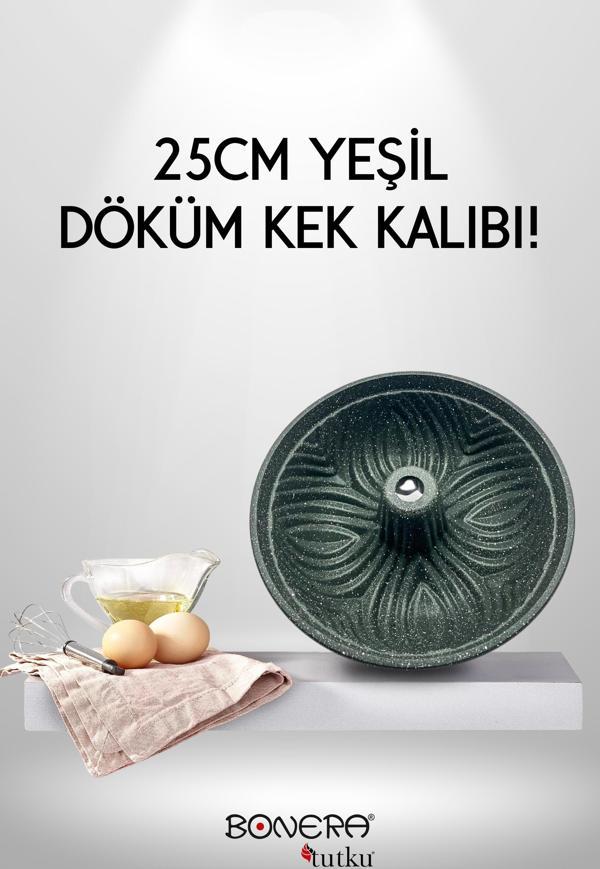 Bonera Desenli 25cm Döküm Yeşil Kek Kalıbı  - Image 1