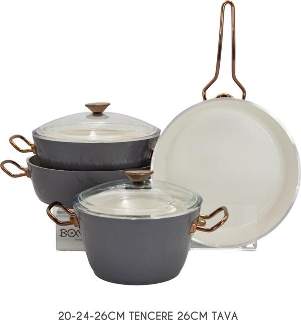 Bonera Diana 7 Parça Kristal Gold Kulp Tencere & Tava Seti  - Image 1