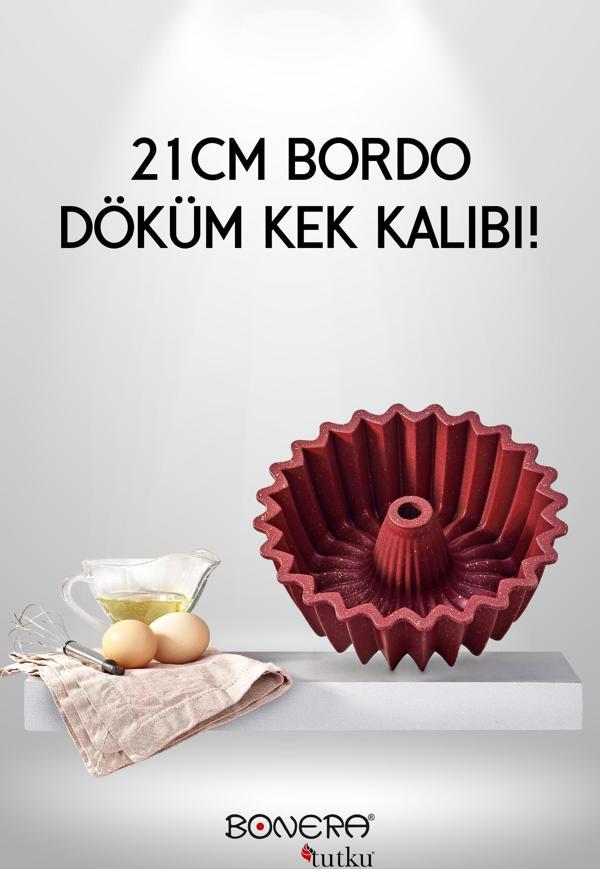 Bonera Dilim Desenli 21cm Bordo Döküm Kek Kalıbı  - Image 1