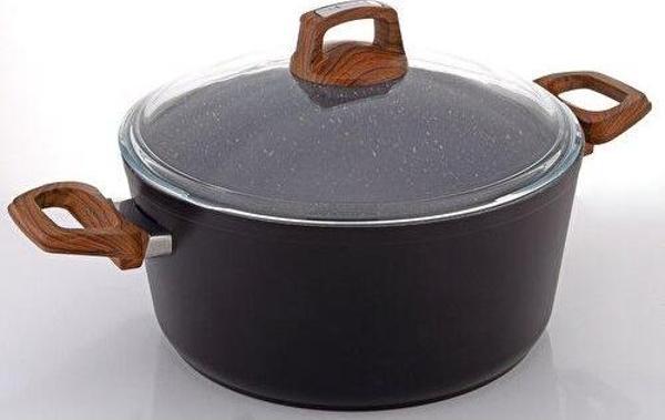 Bonera Vogue 26cm Ahşap Kulp Detaylı Granit Tekli Derin Tencere - Image 1