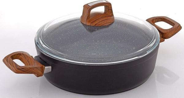 Bonera Vogue 32cm Ahşap Kulp Detaylı Granit Tekli Karnıyarık Tenceresi  - Image 1