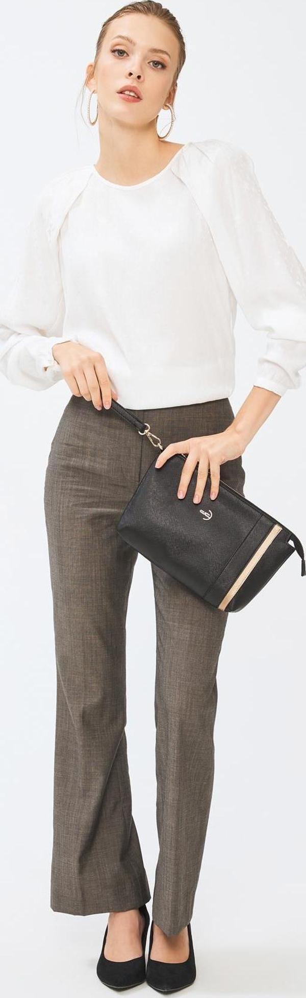 Kadın Basic Clutch Çanta Düz Desenli Şeritli Logolu Altın Siyah (4006S-AL) 214012 - Image 1
