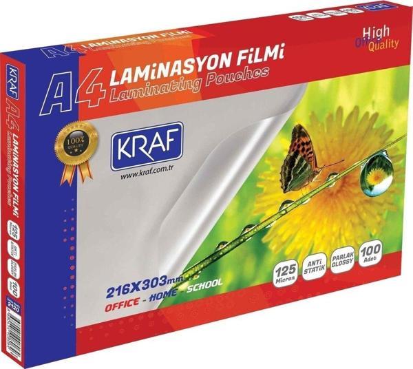 KRAF Laminasyon Filmi 125 Mikron A4 100'Lü Paket - Image 1